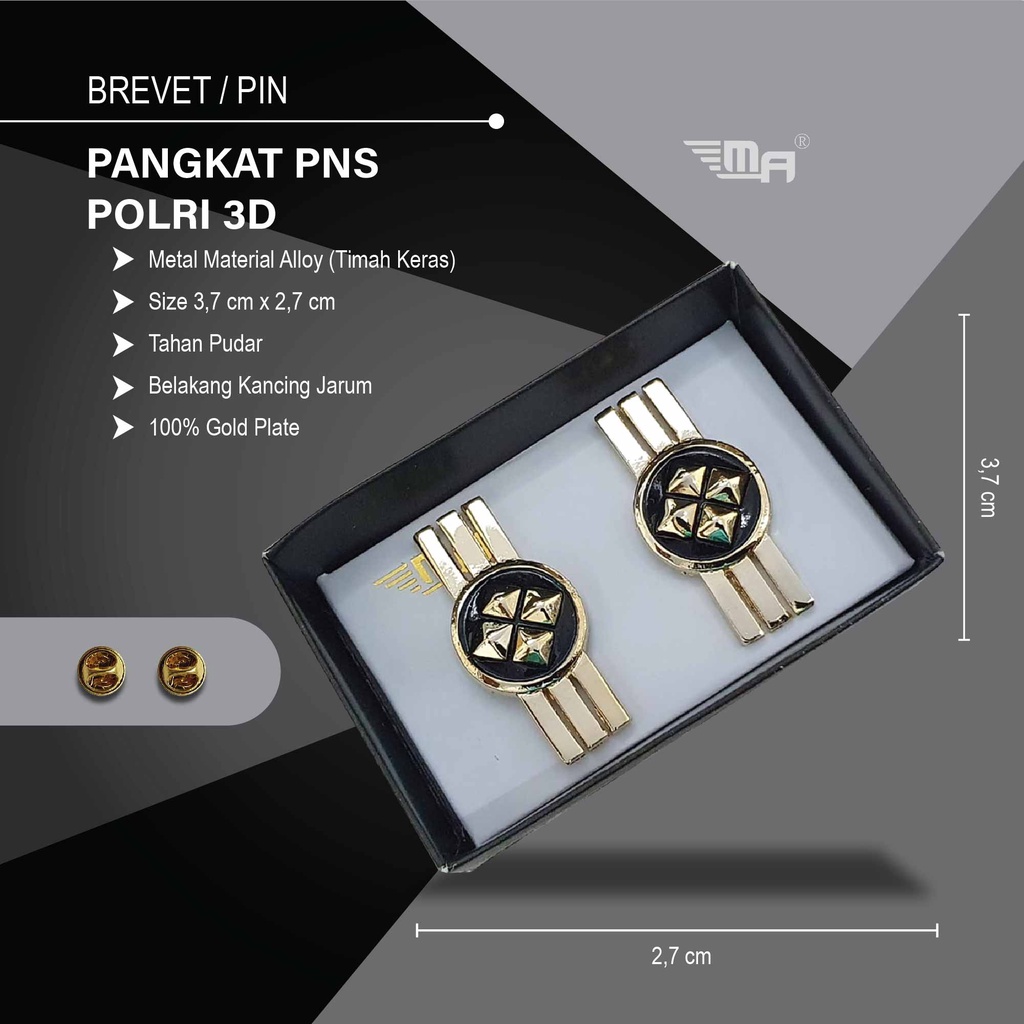 WING PANGKAT POLISI 3D PDH BRIVET BREVET PIN PANGKAT POLISI PDH