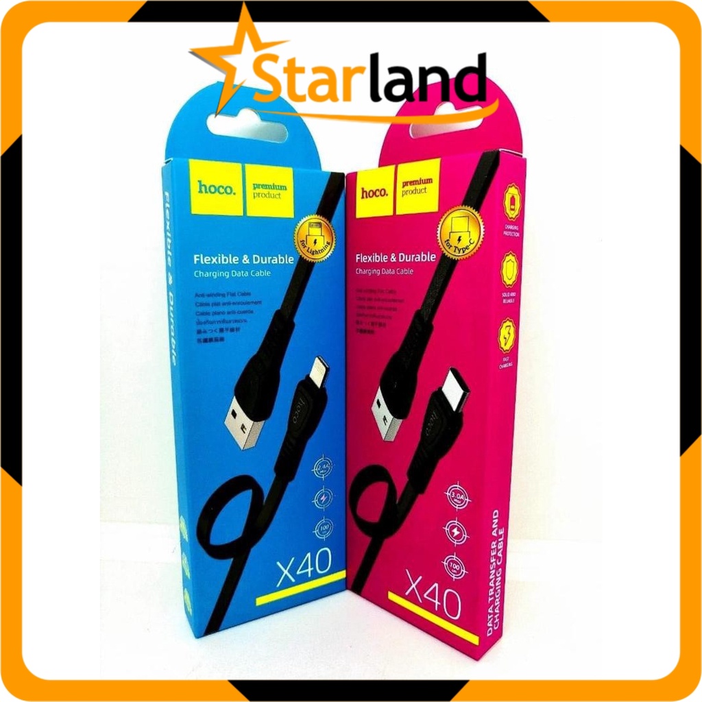 STARLAND Hoco X40 Flexible And Durable Cable Data / Kabel Data iPhone Type C Lightning Original Seri