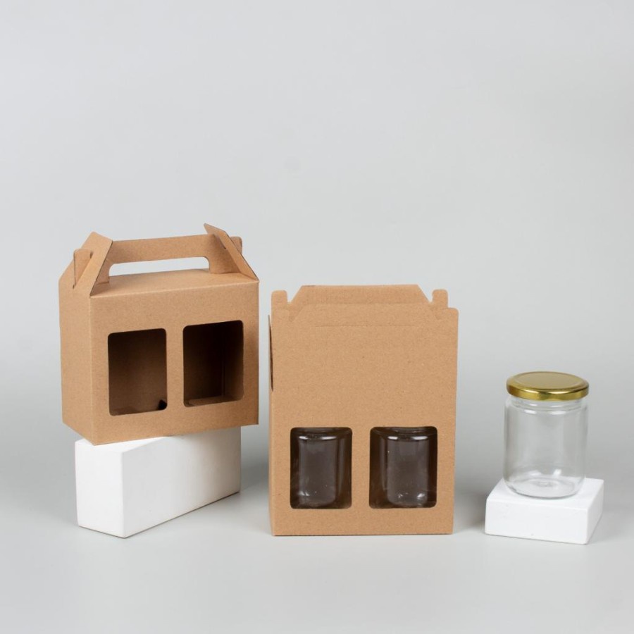 

Kardus Tas Jinjing Isi 2 Toples Jar 250 ml Dus Coklat Polos Box Die Cut Tenteng Packaging Kotak Hampers