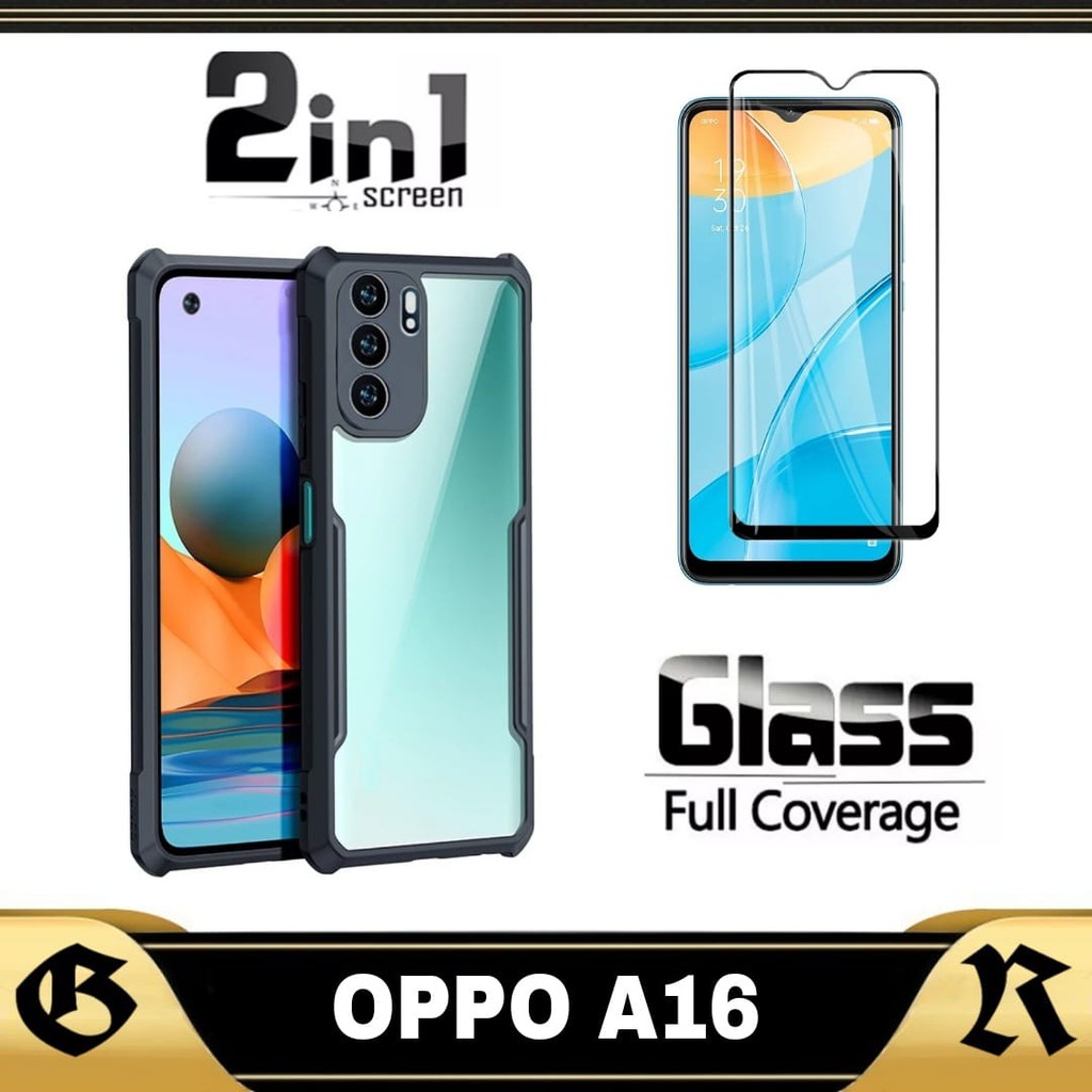 Case Fusion Oppo A16 2021  Softcase Premium Full Cover Body Handphone Bonus Tempered Glass Layar