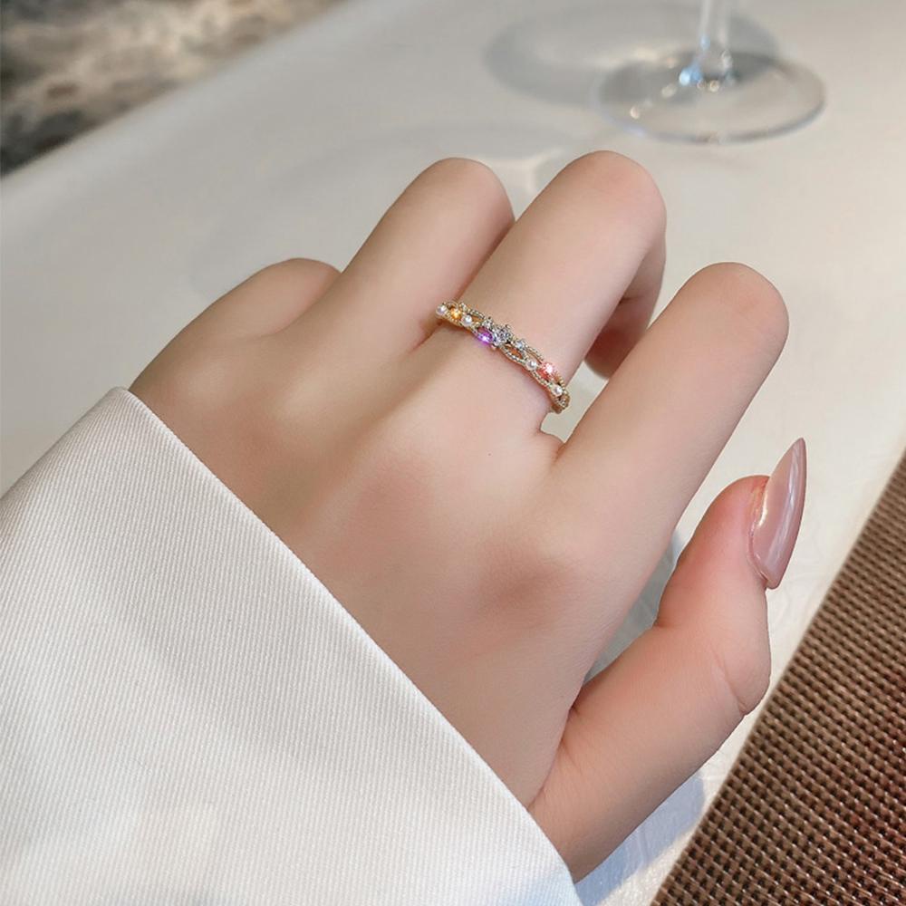 Mxbeauty Pembukaan Cincin Aksesoris Temperamen Mewah Elegan Adjustable Sederhana Perhiasan Wanita