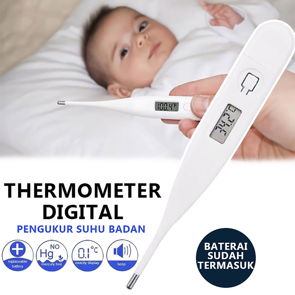 Thermometer Digital Pengukur Suhu Badan Tubuh Bayi Anak-Anak / Thermometer Digital Kaku Onemed