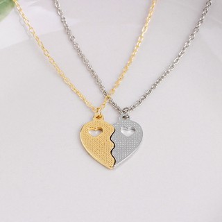 2Pcs Kalung  Rantai Liontin Hati Tulisan BFF  Best Friends 