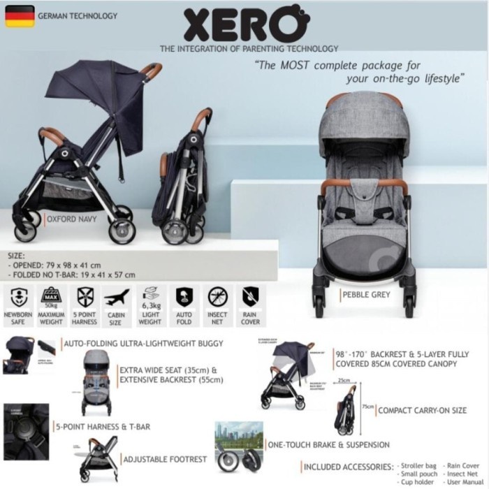 Xero Stroller Auto Fold Oxford Navy