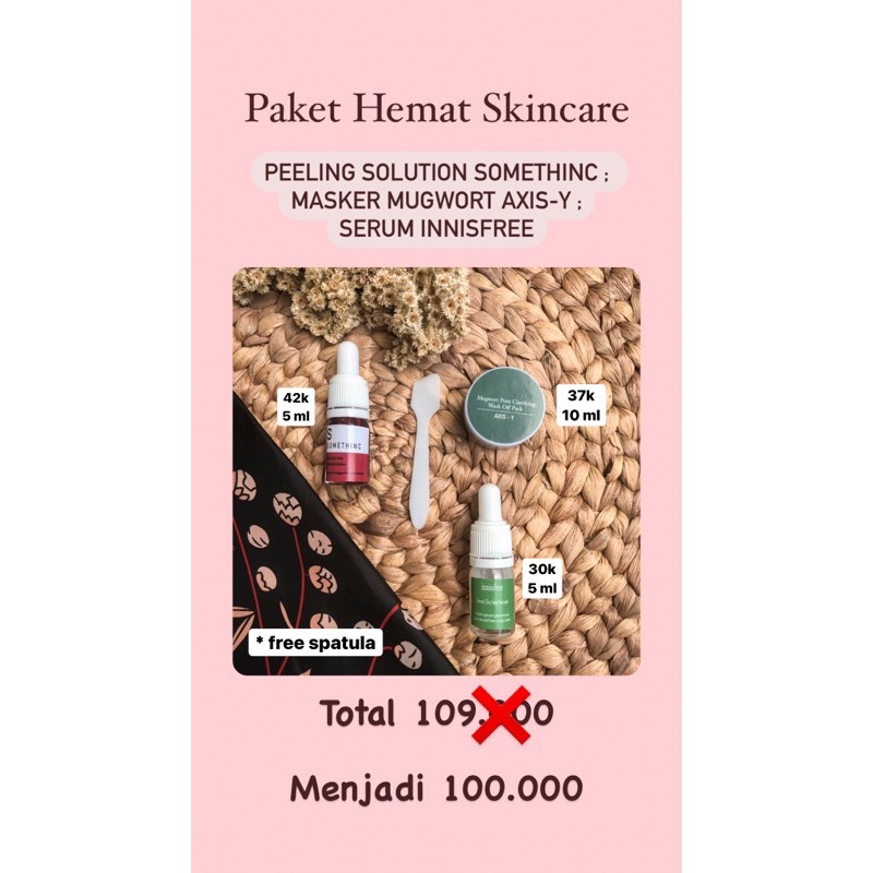 Paket Hemat Skincare (Peeling Solution Somethinc, Mugwort Axis-Y, Serum Innisfree)