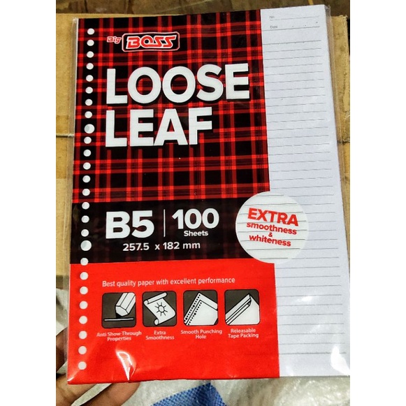 

Kertas Loose Leaf / kertas binder B5 100 lembar (1 pack)