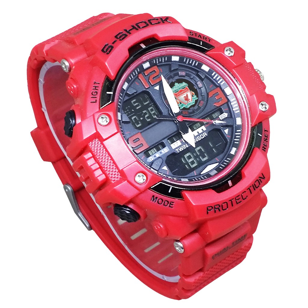 (EXCLUSIVE) JAM TANGAN THE REDS LIVERPOOL DOUBLE TIME - FULL MERAH BAGUS