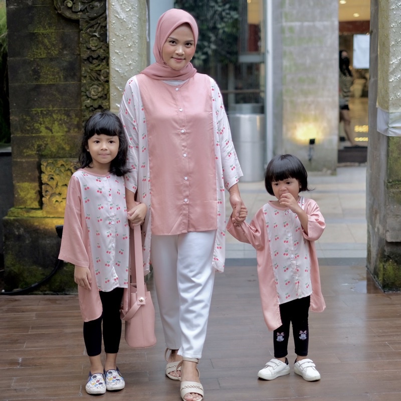 TUNIK COUPLE IBU ANAK PEREMPUAN BAJU COUPLE CETTA BATWING CERRY