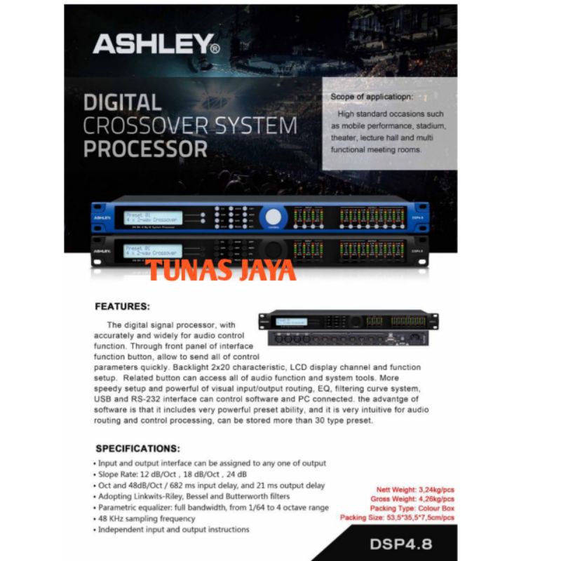 SPEAKER MANAGEMENT ASHLEY DSP4.8 DIGITAL CROSSOVER SYSTEM PROCESSOR ASHLEY DSP 4.8 ASHLEY DSP48