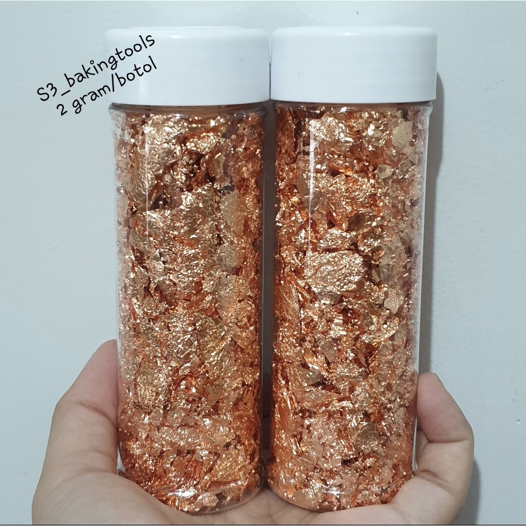 Rosegold crumpled leaf hiasan kue kertas emas harga per botol