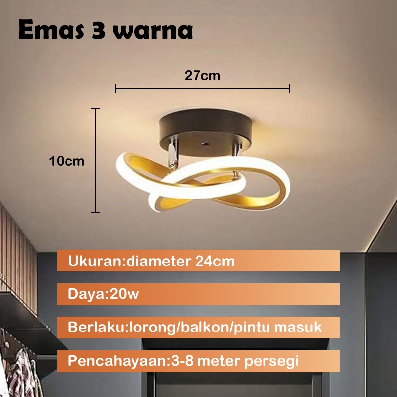 3 Warna 30W Lampu Plafon Lampu Hias Rumah Ruang Tamu Kamar Minimalis Tempat Lampu Plafon LED Ceiling Lamp