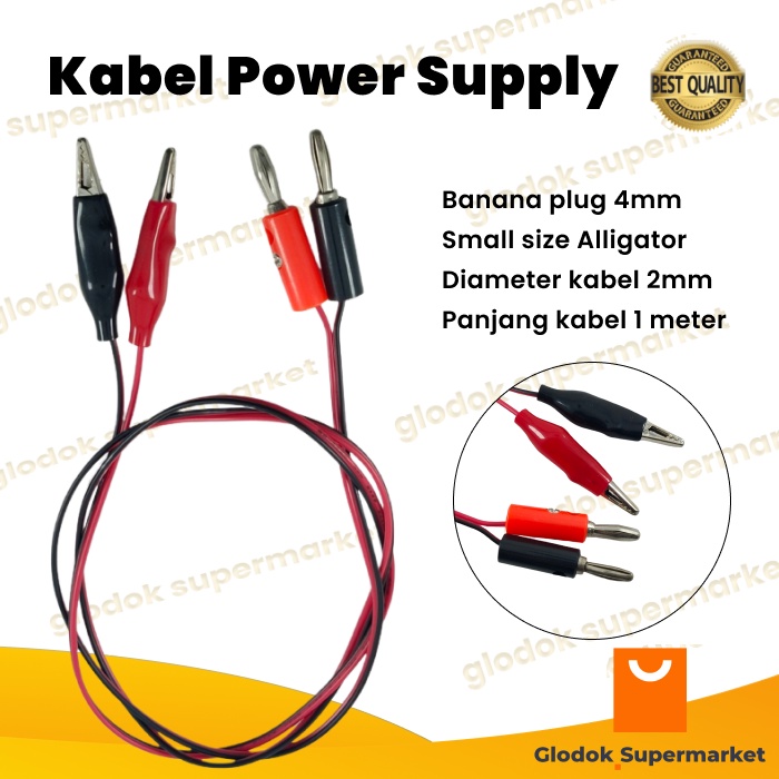 Kabel Tester Power Supply Jepit Buaya Kecil Jack Banana panjang 1 meter Test Cable Adaptor Clip Probe