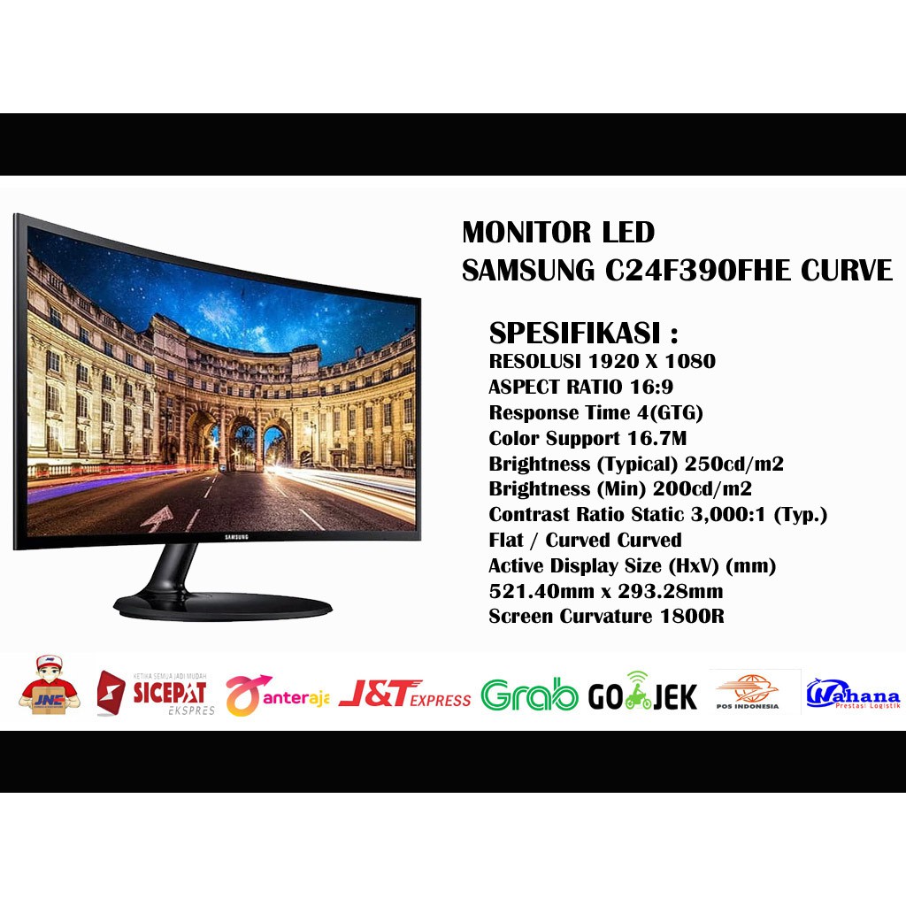 Monitor LED Samsung 24&quot; CURVED C24F390FHE