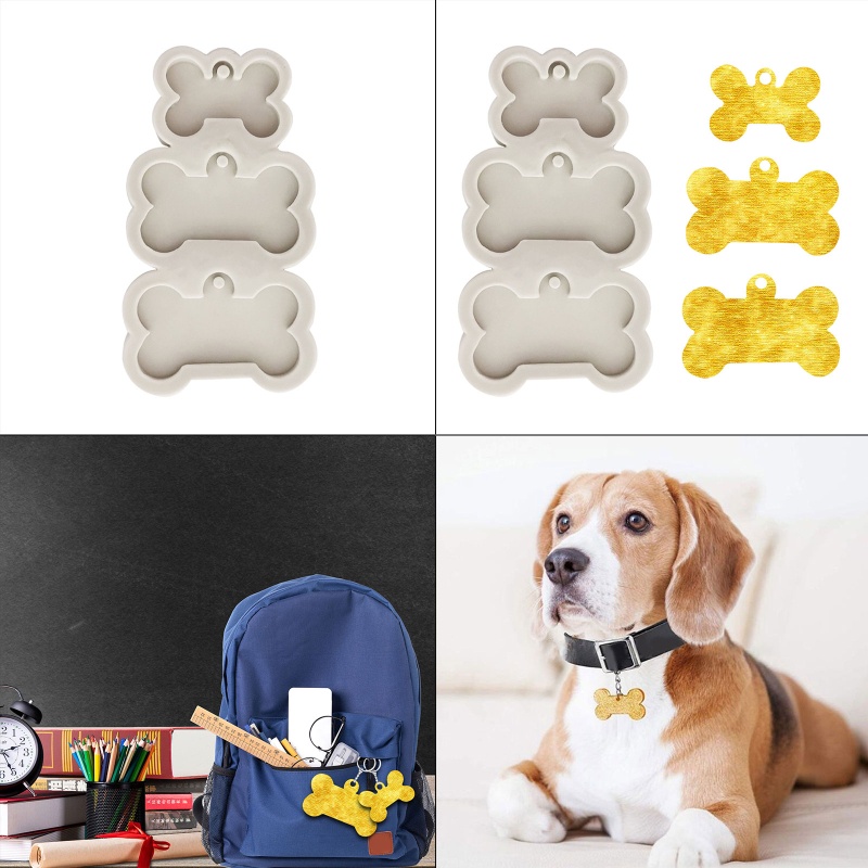 SIY  DIY  Dog Tag Bone Shaped Keychain Casting Silicone Mould Crafts Key Chain Pendant Making Tools Crystal Epoxy Resin Mold