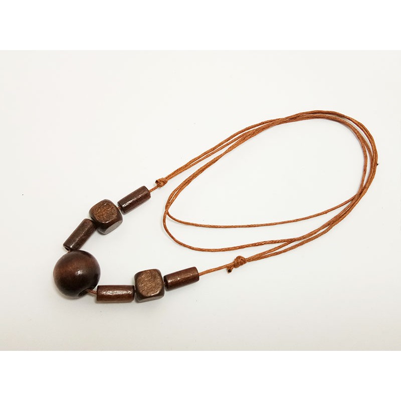 VeE Kalung Liontin Bola Kubus dan Tabung Kayu