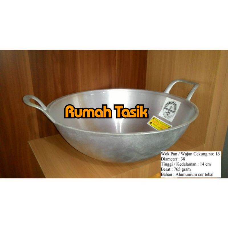 Wajan Penggorengan Cekung Tebal / Wok Pan Cekung No.16 Diameter 38cm