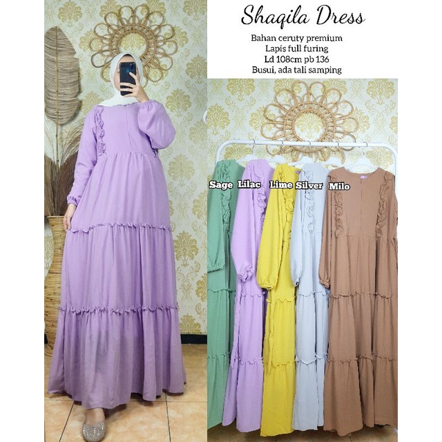 shaqila dress gamis ceruty polos gamis polos dress ceruty