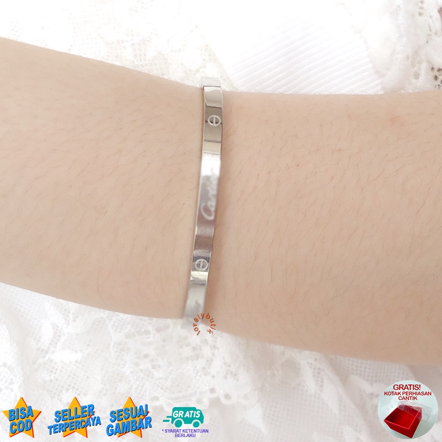 Lovelybutik - Gelang Bangle Titanium Fashion Wanita Korea Bracelet Jewelry K4nela