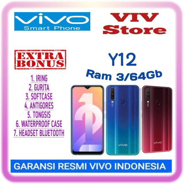 Vivo Y12 Ram 3/64Gb Garansi Resmi Vivo Indonesia