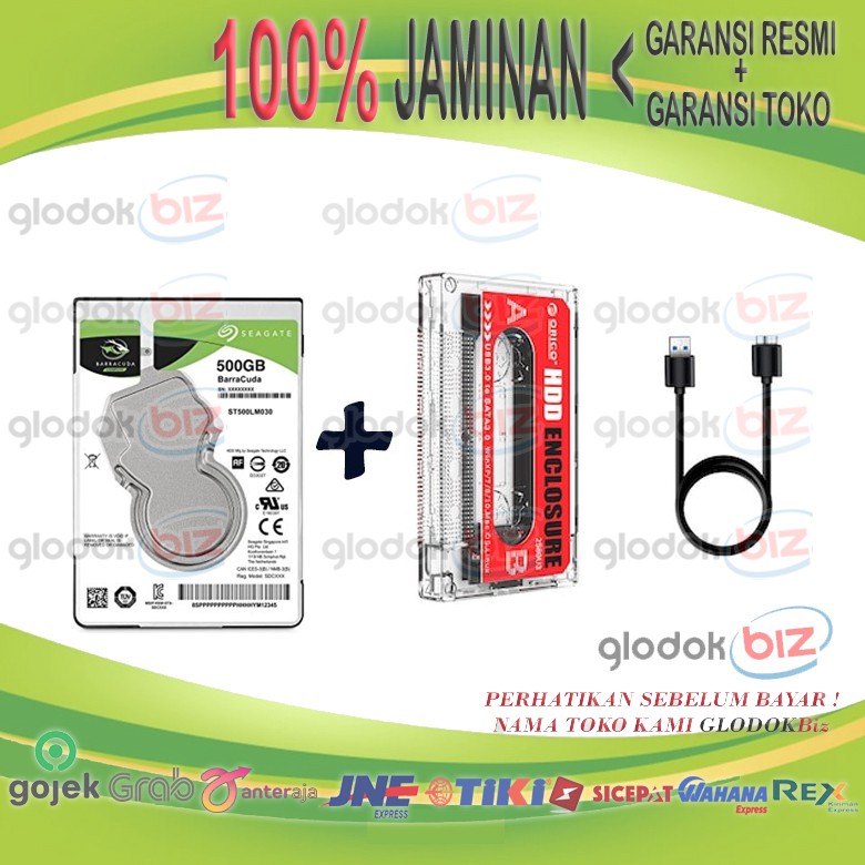 HDD External 500GB 2.5" plus Orico Enclosure Cassette USB 3.0 Gar.1 Tahun