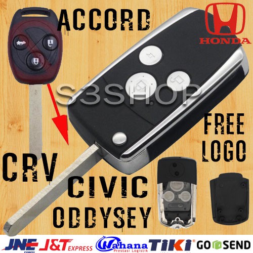 Casing kunci lipat flip key Honda 3 tombol Honda Jazz City Mobilio dll