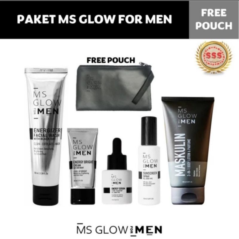 MS GLOW FOR MEN - PAKET KOMPLIT 5IN1 - ORIGINAL 100% - CREAM WAJAH PRIA
