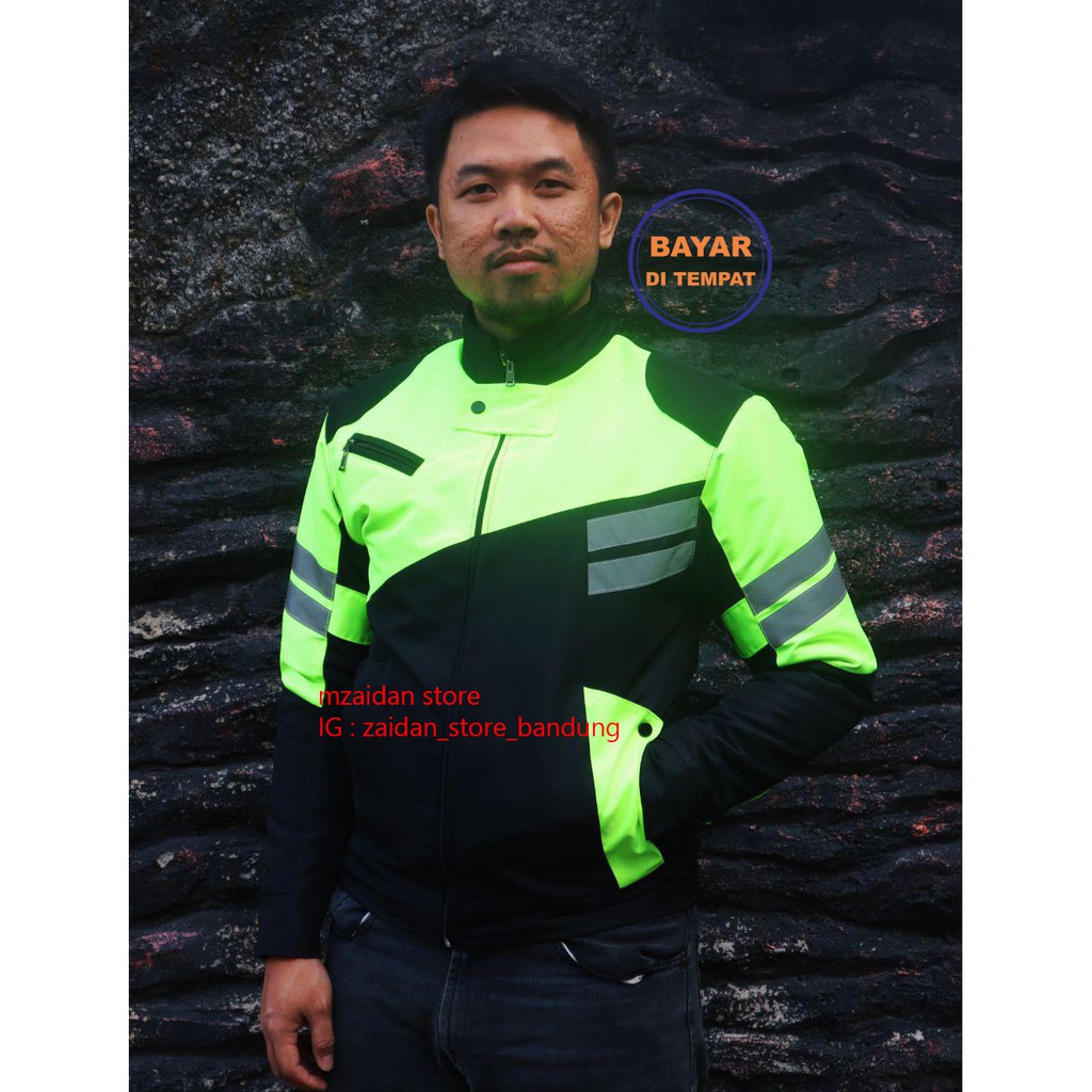 zaidan Jaket Motor Touring Motor Waterproof Hijau Stabilo Termurah