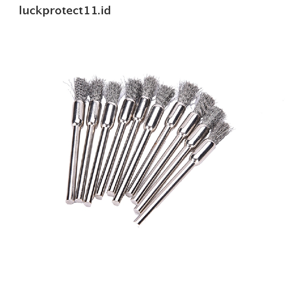 // Hg &amp; ID// New 10pc Sikat Kawat Mini Brushes Cup Wheel Untuk Gerinda Atau Bor 3x5mm