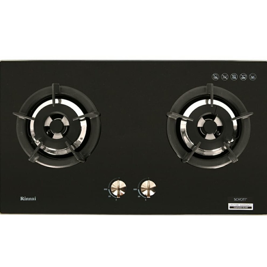 Built-in Gas Hob Kompor Gas Tanam 2 Tungku Rinnai RB-2GH-C (BK)