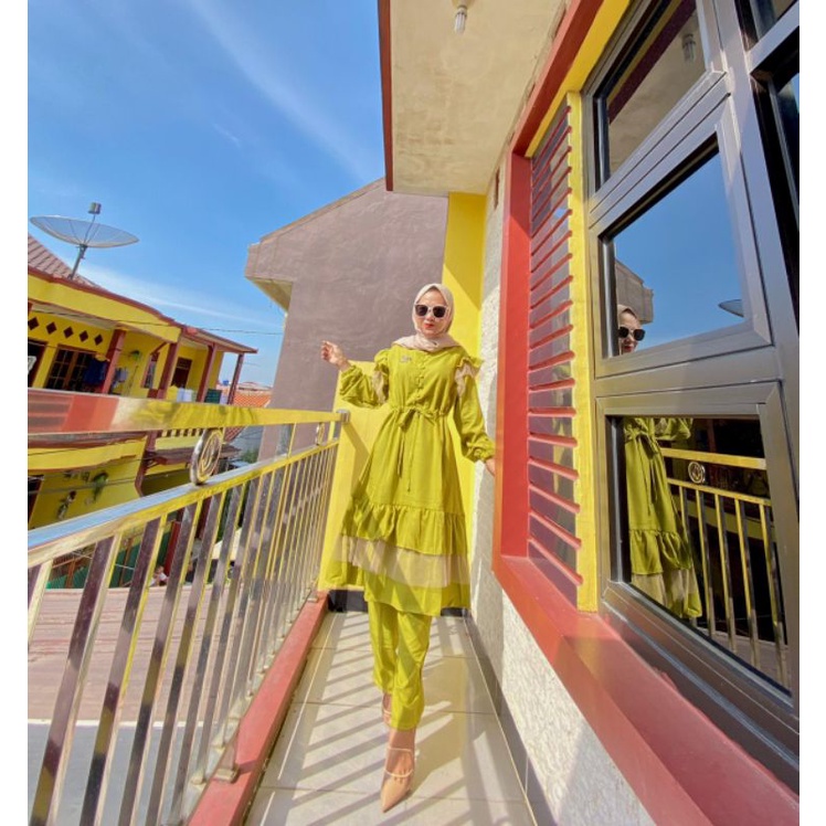 One set tunik tile brukat kriwil mewah june