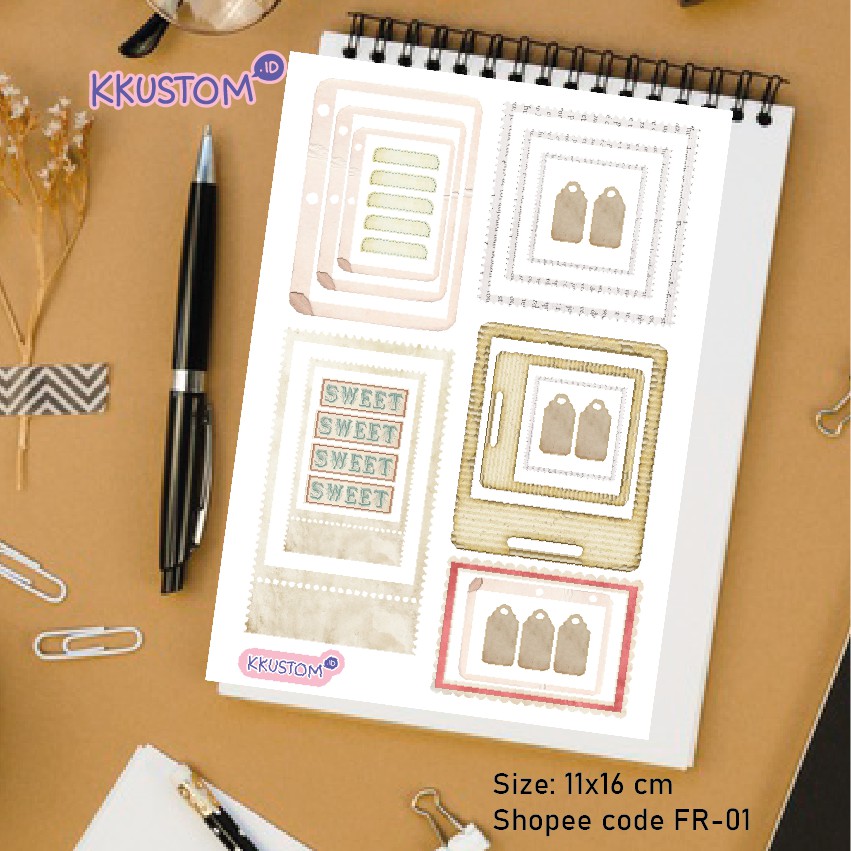 

FR-01 Sticker bujo bullet journal stickers stiker frame bingkai hollow frame