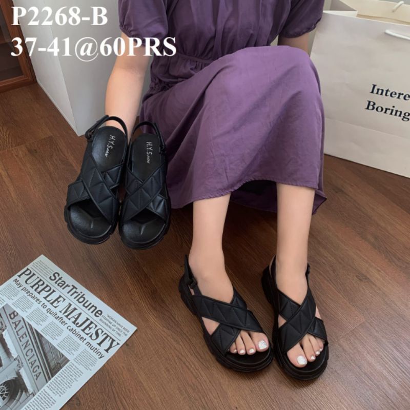 SEPATU SANDAL WANITA WEDGES TALI/SENDAL JELLY IMPORT HYS 2268-B/SENDAL KARET PEREMPUAN KEKINIAN