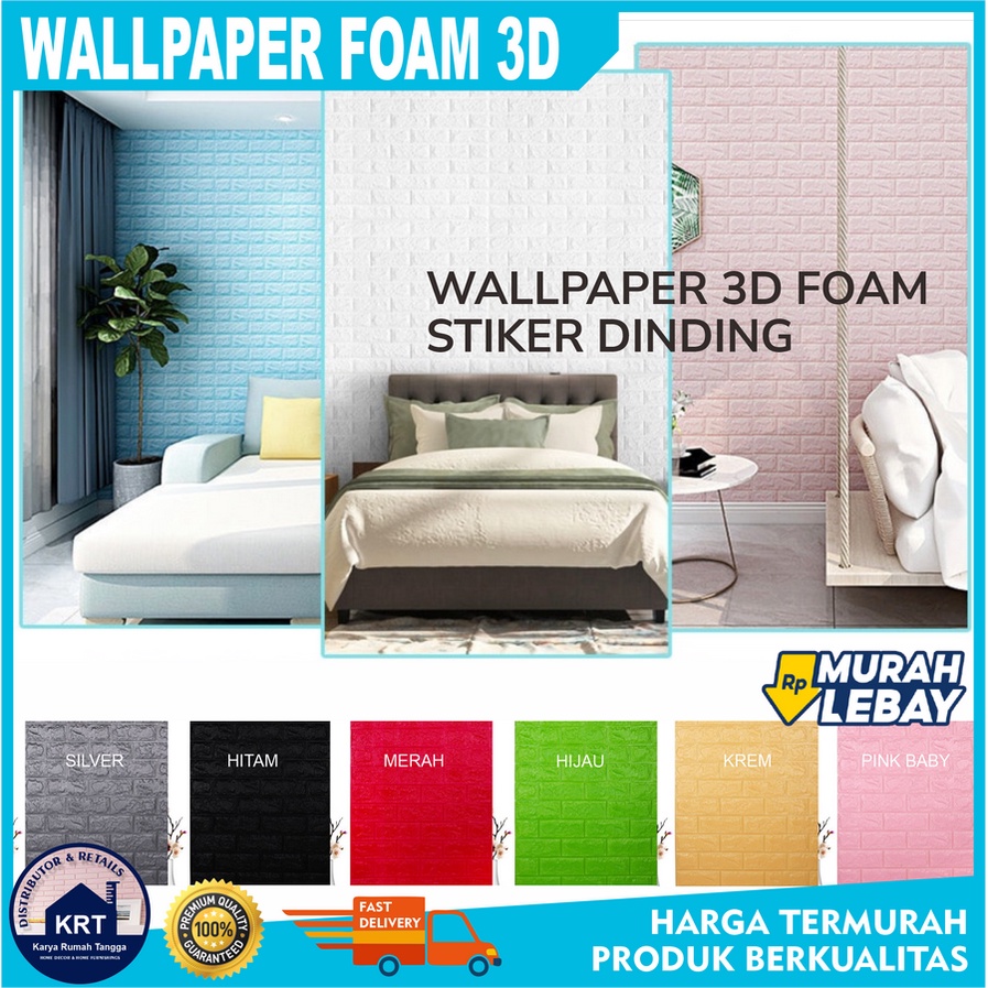 WALL FOAM 3D 70x77CM | WARNA CANTIK | MODERN SERIES | Wallpaper Sticker Dinding DIY Bata Glossy Hias