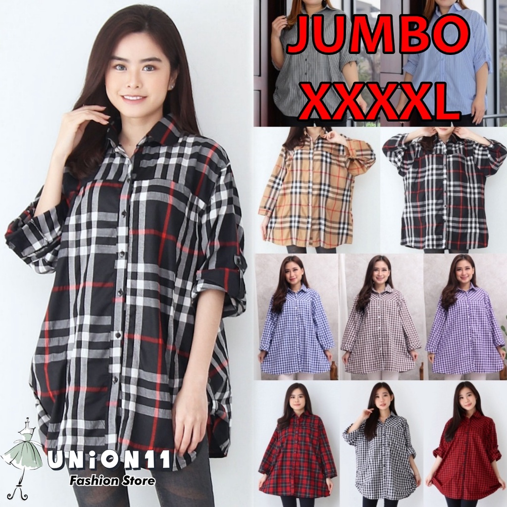 UNION11 - KEMEJA WANITA JUMBO XXXXL / ATASAN BIGSIZE WANITA / KEMEJA BIGSIZE 4XL WANITA LD 130 / KEMEJA JUMBO WANITA BB 100 KG / ATASAN JUMBO WANITA XXXXL / SAVANA SAFIRA LEXI