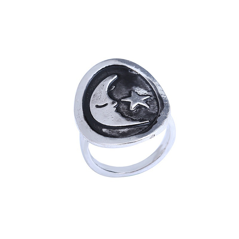 [X C Perhiasan] Hip Hop Rock Retro Wanita Fashion Bulan Cincin Pesta Perhiasan Aksesoris