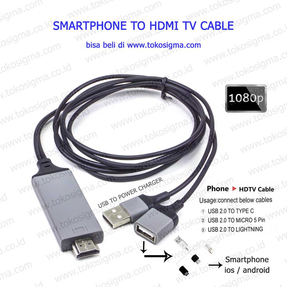 PHONE THROUGH USB FEMALE TO HDMI 1080P MIRRORING HDTV CABLE