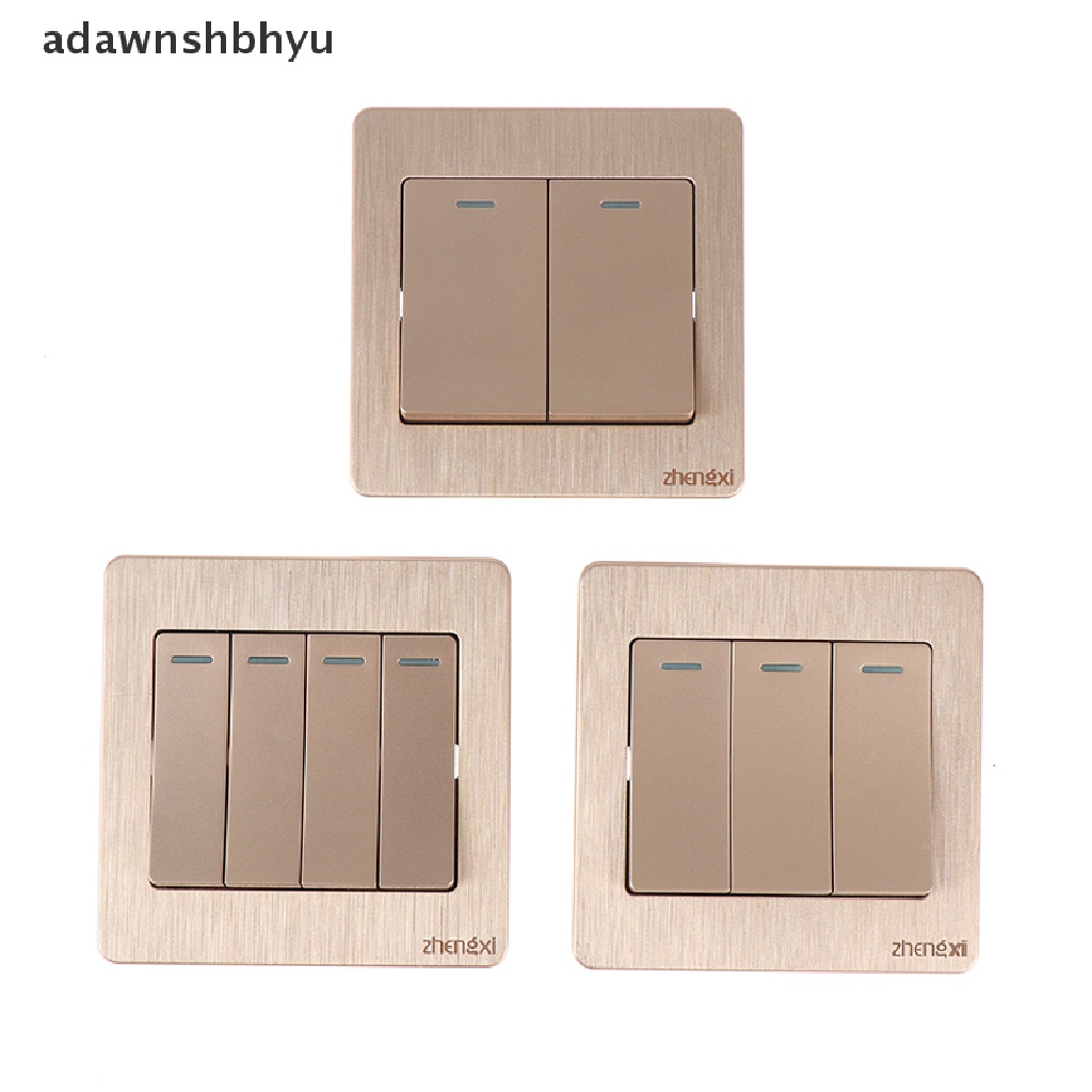 Adawnshbhyu Saklar Dinding Gold1/2/3 /4 Gang 1Way Tombol Wall Light Switch On/Off Tombol Tekan