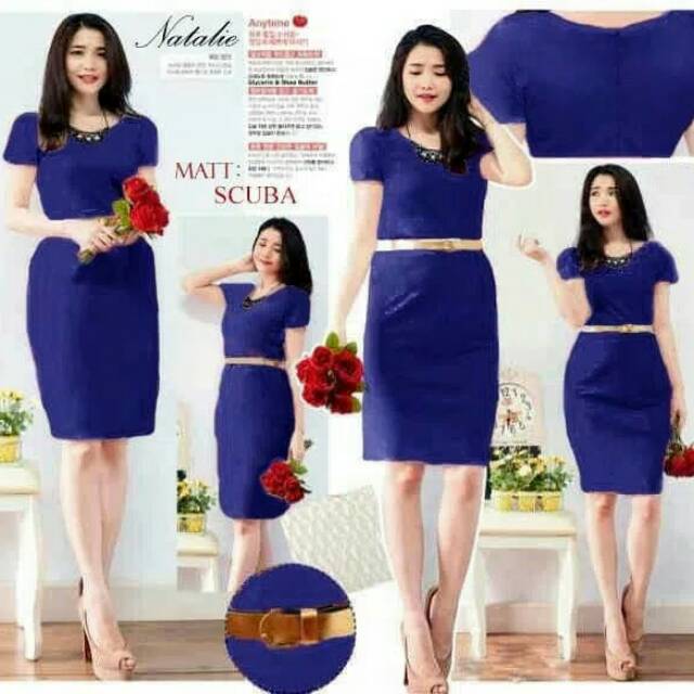 Dress natalie biru dress natal murah