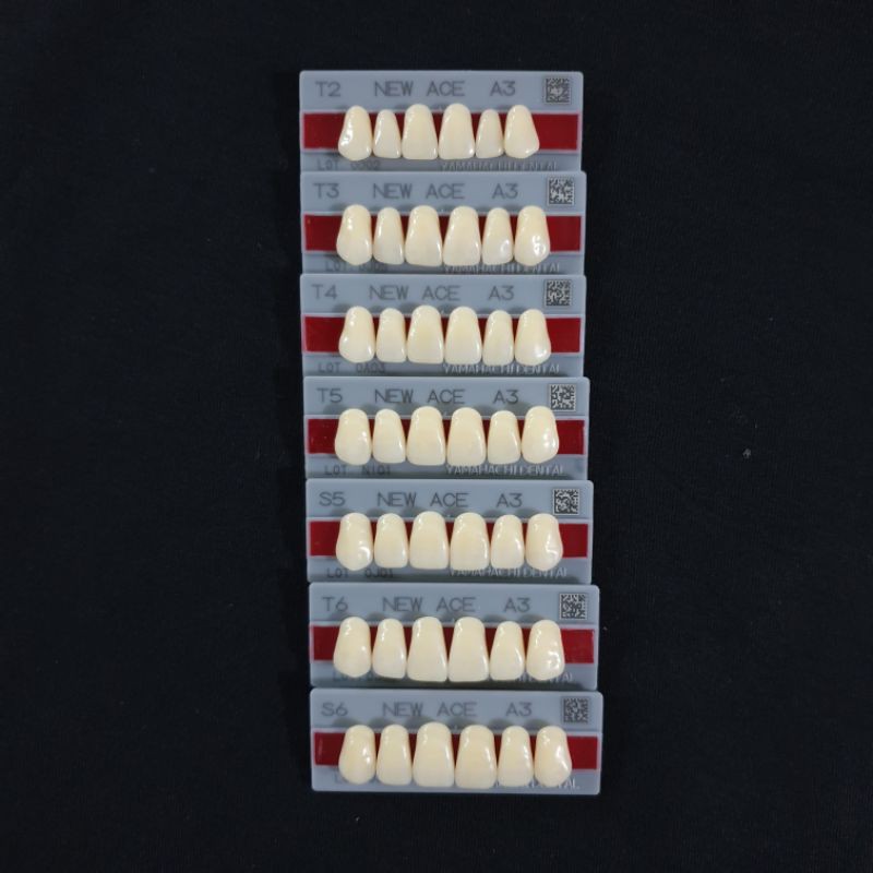 1 strip Gigi Palsu Akrilik ANTERIOR ATAS NEW ACE ORIGINAL JEPANG | Acrylic Teeth