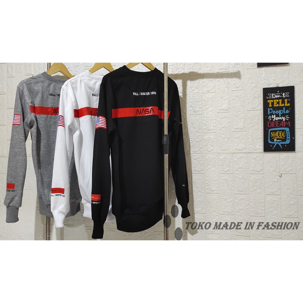 Sweater Crewneck NASA Heron Preston Premium Unisex Bahan katun tebal Full Tag Wash