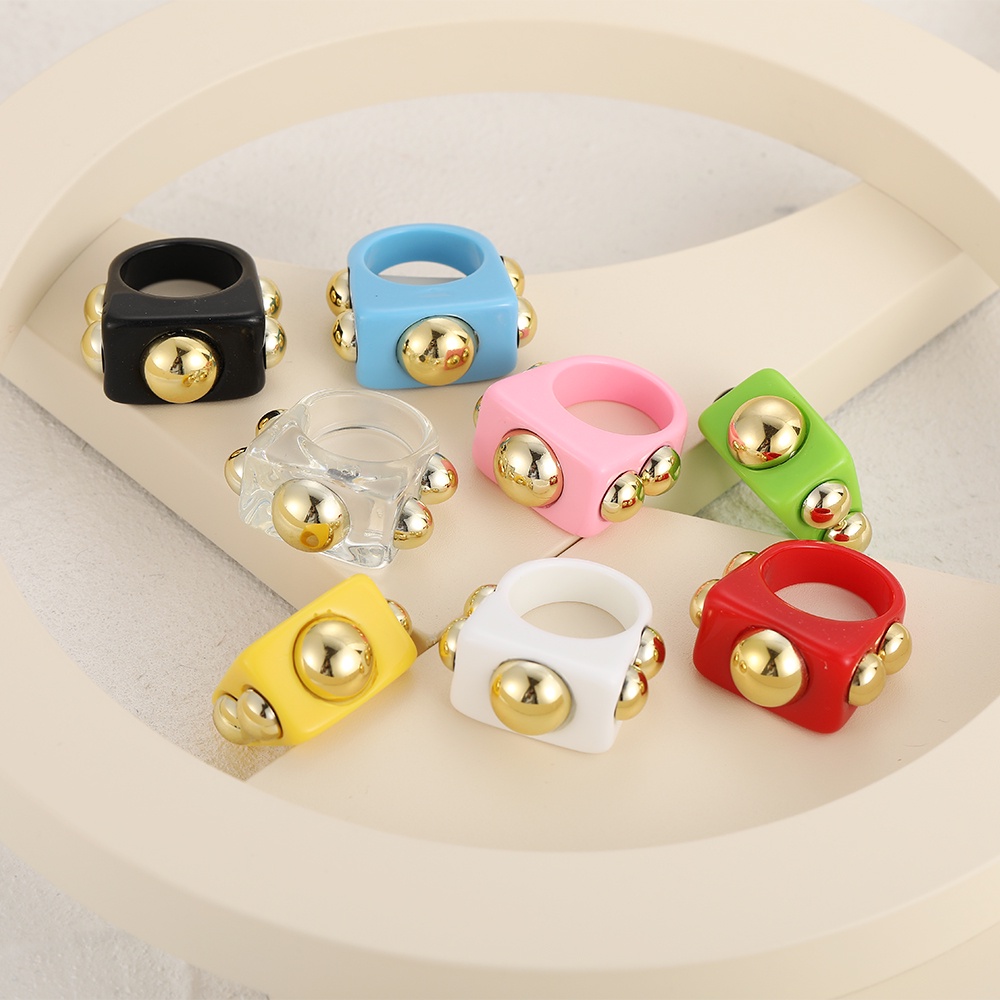 Korean Colorful Resin Ring Personalized Geometric Finger Rings Women Jewelry Accessories