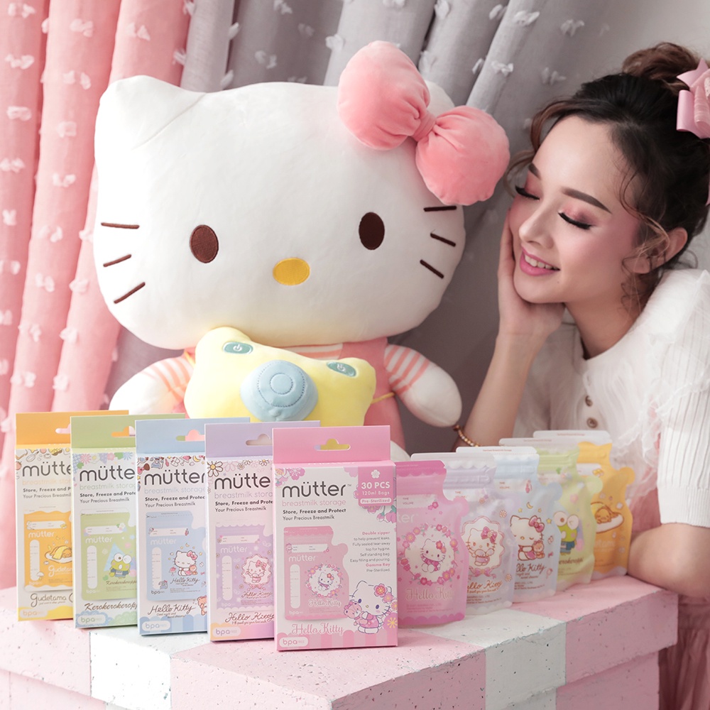 Makassar - MUTTER Sanrio Kantong Asi 120ml isi 30 Kantong Susu ASIP Hello Kitty