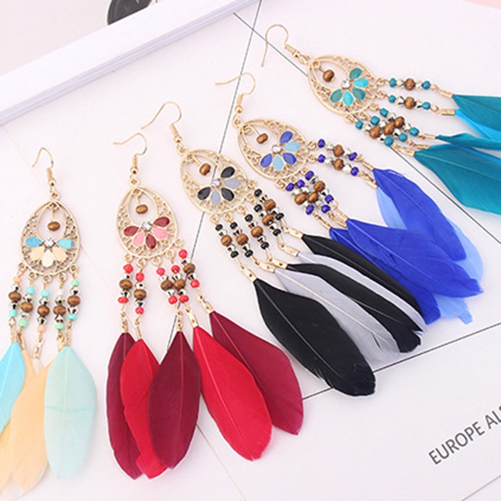 Hu Hu Hu Hu Hu Alat Bantu Pasang Kacamata♡ Anting Kait Gantung Statement Desain Ovalbulurumbai Warna Warni Gaya Boho Untuk Wanita