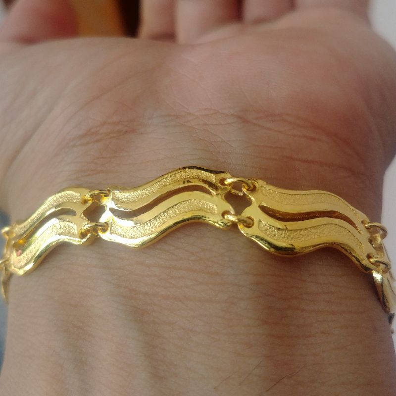 Gelang Plat SS Lapis Emas Gold Plated