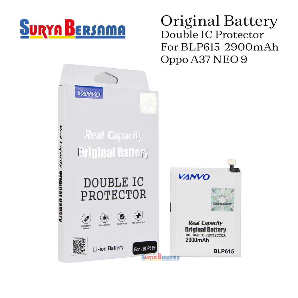 Baterai Original Vanvo BLP615 Oppo A37 / Oppo Neo 9 2900mAh