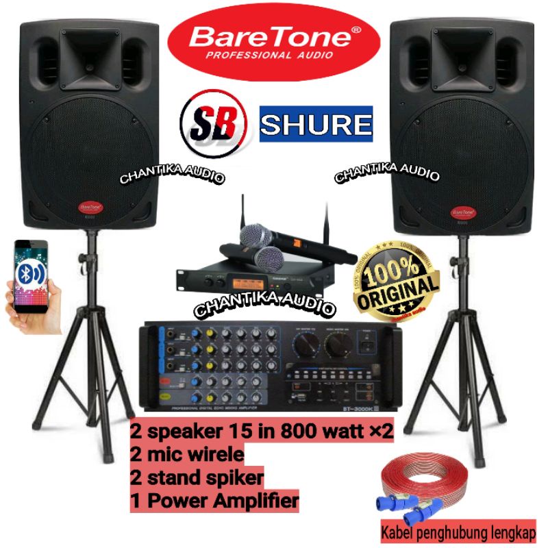 Paket Soundsystem Karaoke set Speaker baretone 15 inch Bt A1530w Dan Amplifier Bt 3000 paket speaker