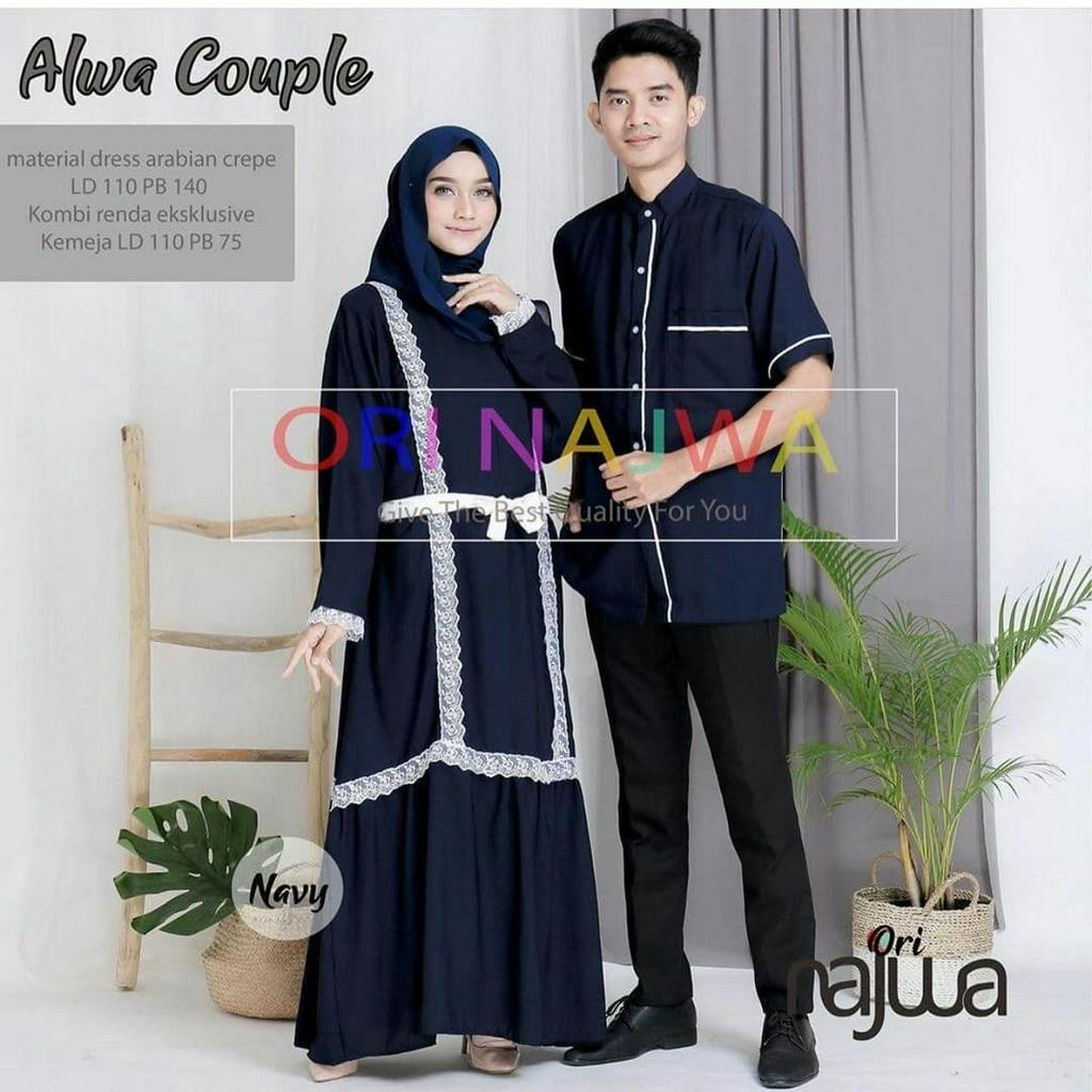 (COD) ALWA COUPLE / SET GAMIS KEMEJA KOKO