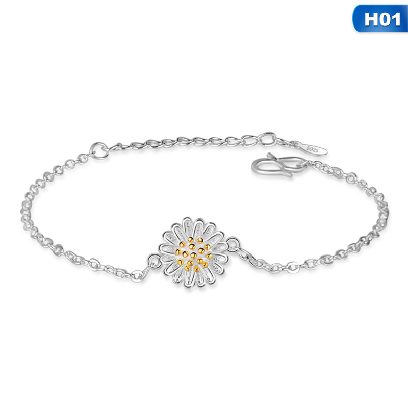 1pc Gelang Kaki Bahan 925 Silver Aksen Bintang Dan Daisy Untuk Wanita