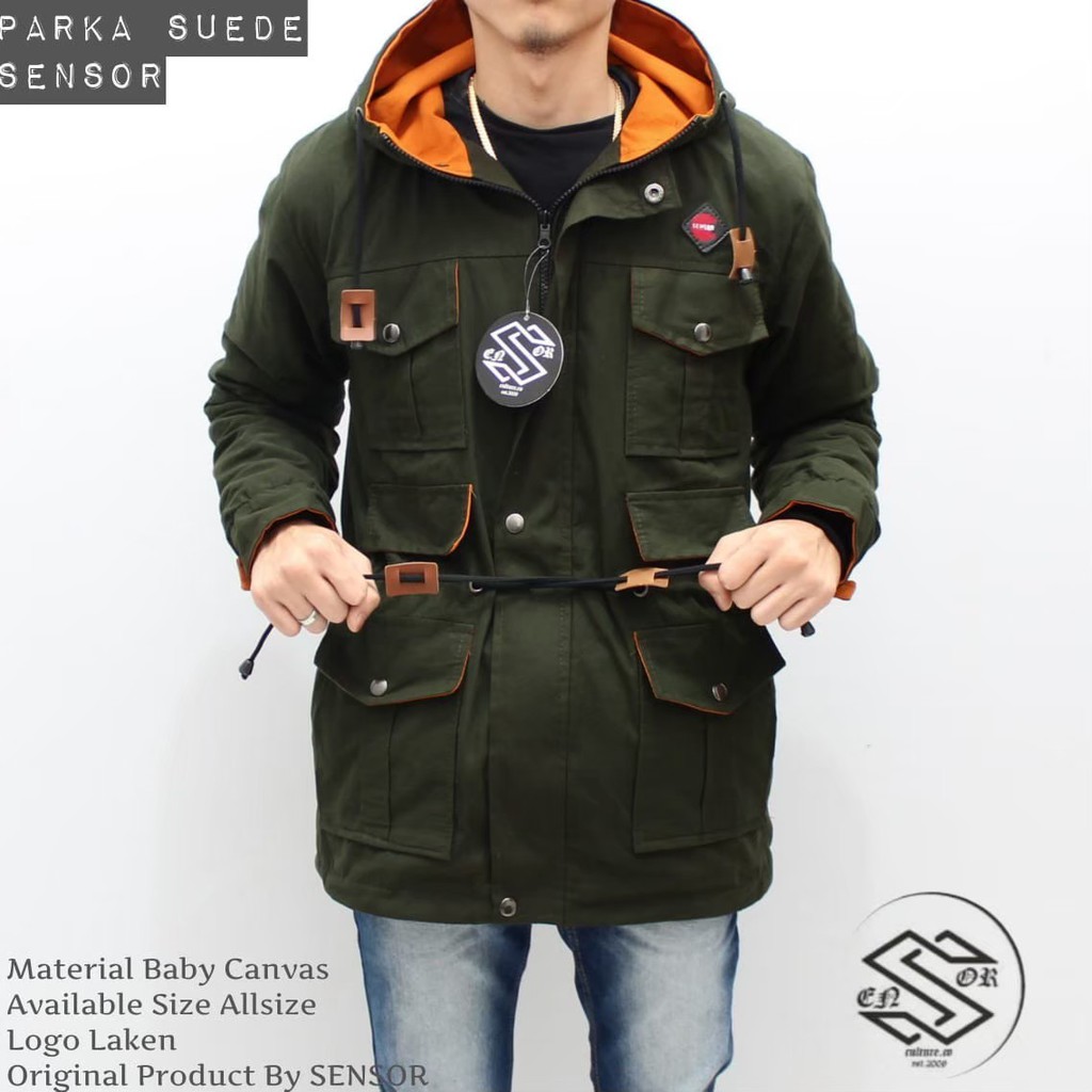 [Bayar Di Tempat / COD] Jaket Parka Suede Mat Canvas Tebal Original Sensor