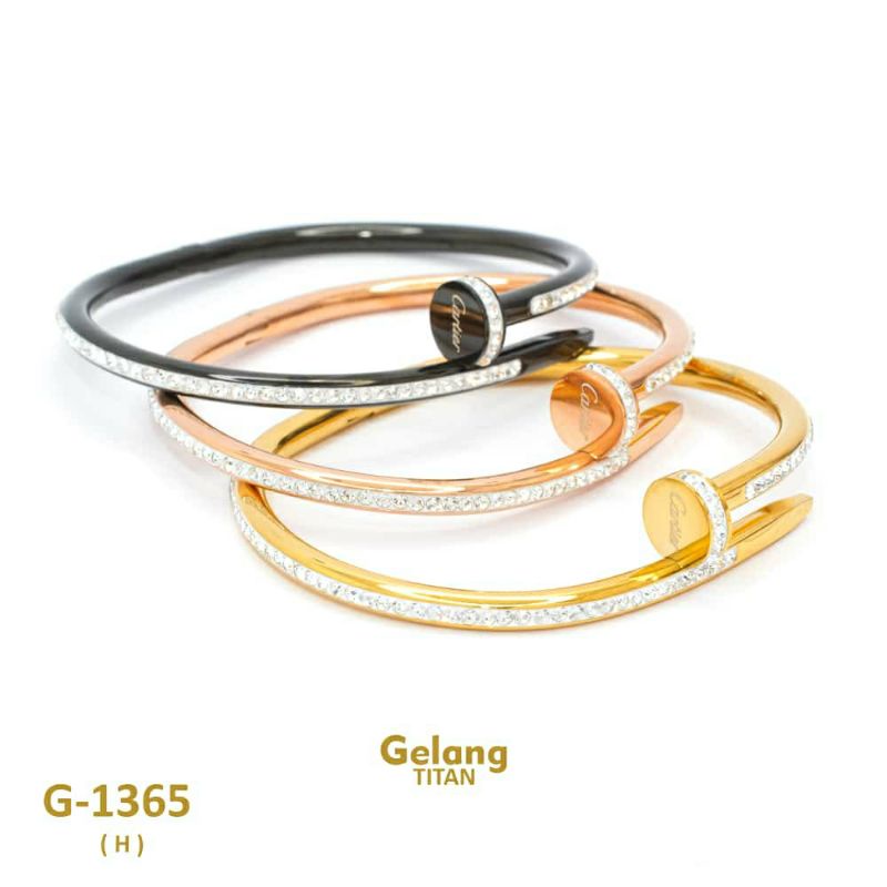 Fourfashion Gelang Titanium Premium Titanium Model Paku  Full Permata Tanam Fashion Wanita YF024